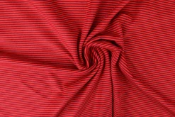 Katoen tricot soft touch – Red & brown stripes