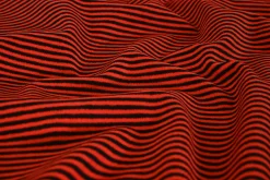 Katoen tricot soft touch – Red & black stripes