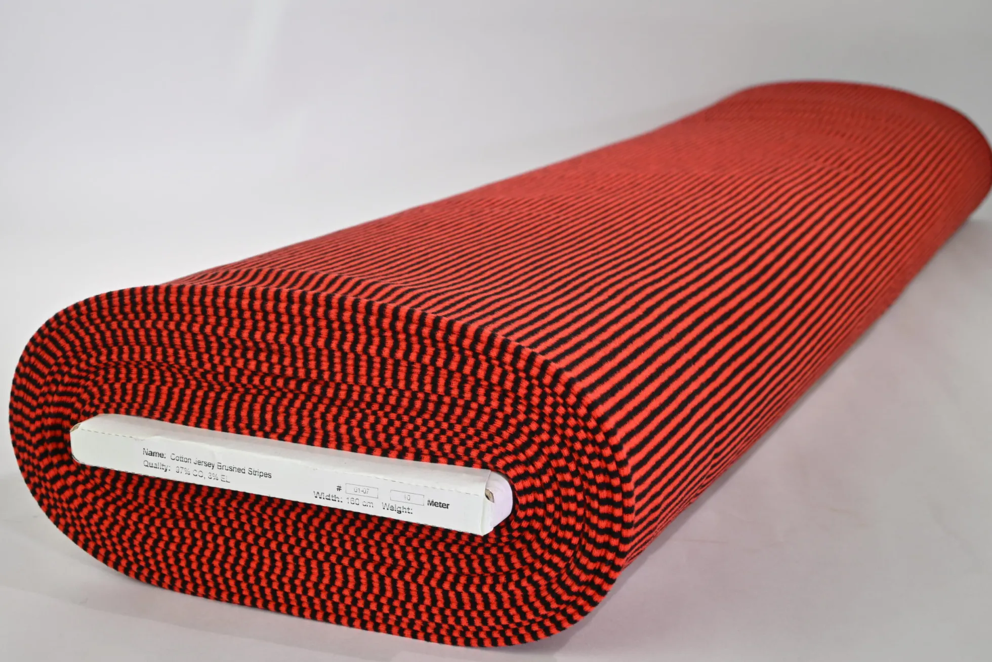 Katoen tricot soft touch – Red & black stripes
