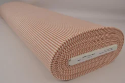 Katoen tricot soft touch – Terracotta & off-white stripes
