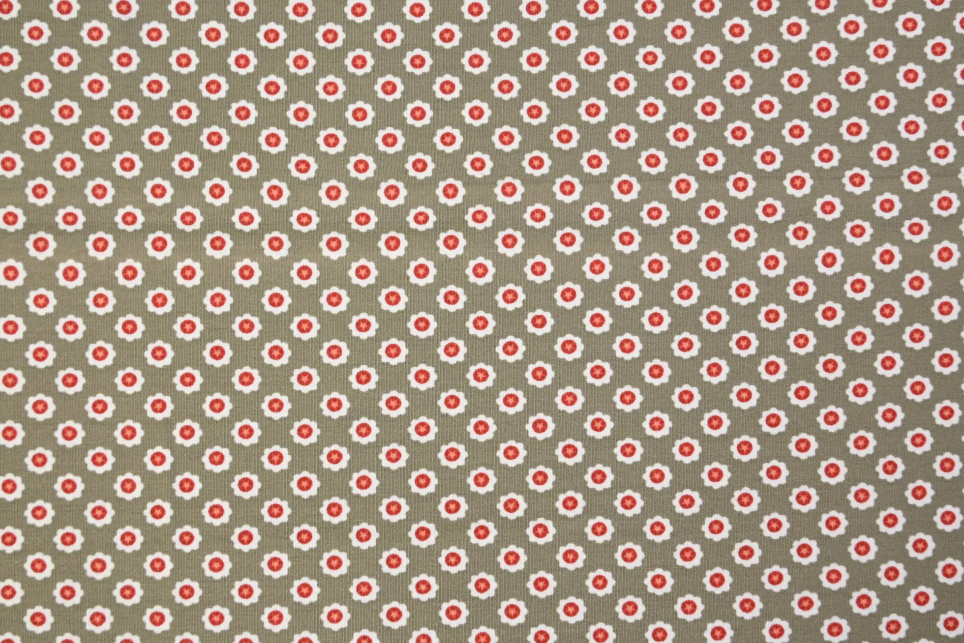 Katoen tricot – Taupe Daisy Dot