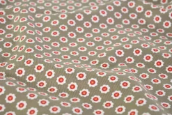 Katoen tricot – Taupe Daisy Dot