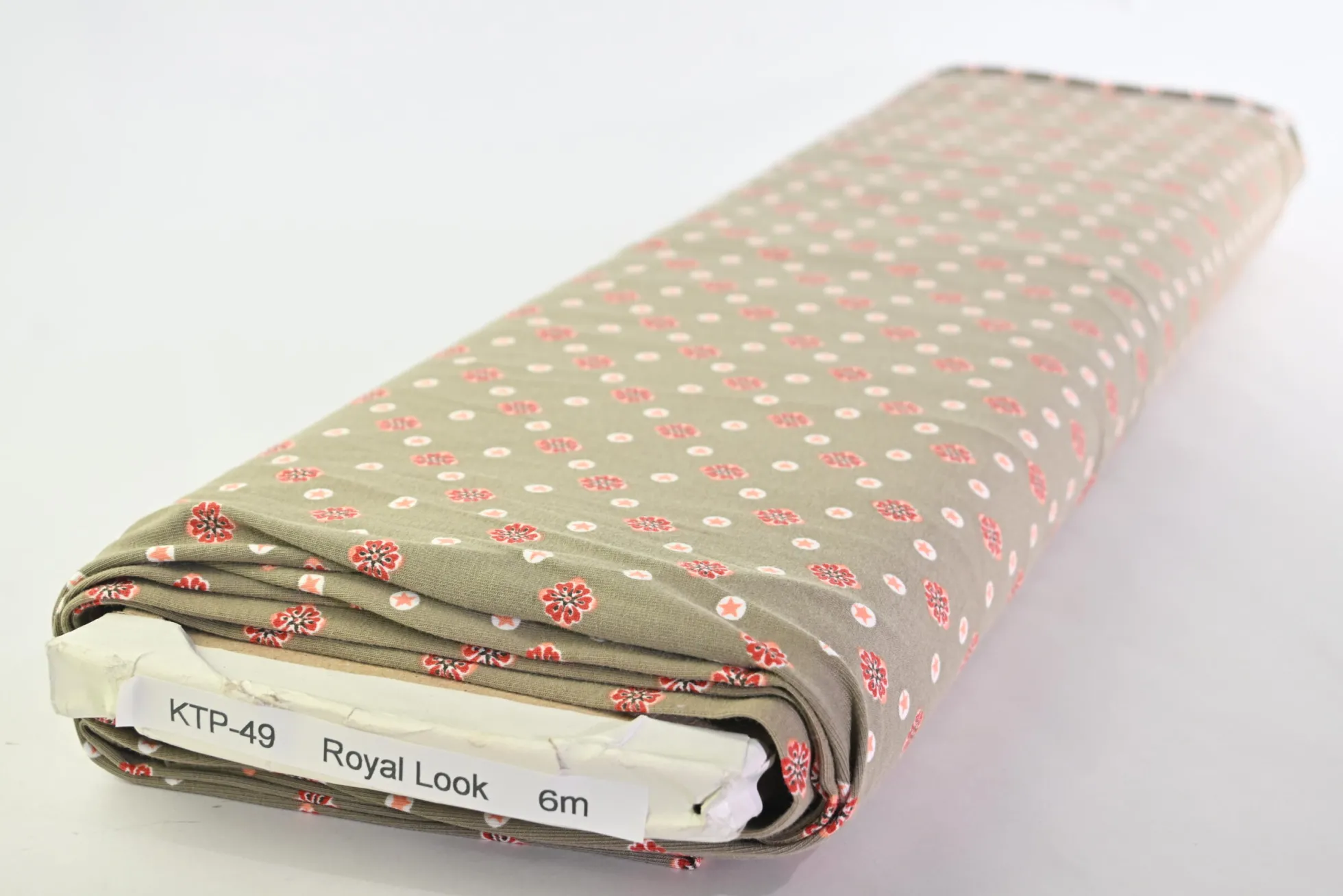Katoen tricot – Taupe Vintage Floral Dot