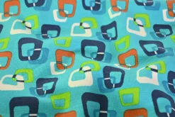 Katoen tricot – Turquoise Retro Pop Squares