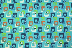 Katoen tricot – Turquoise Retro Pop Squares