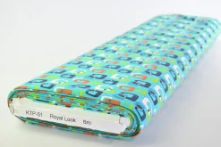 Katoen tricot – Turquoise Retro Pop Squares
