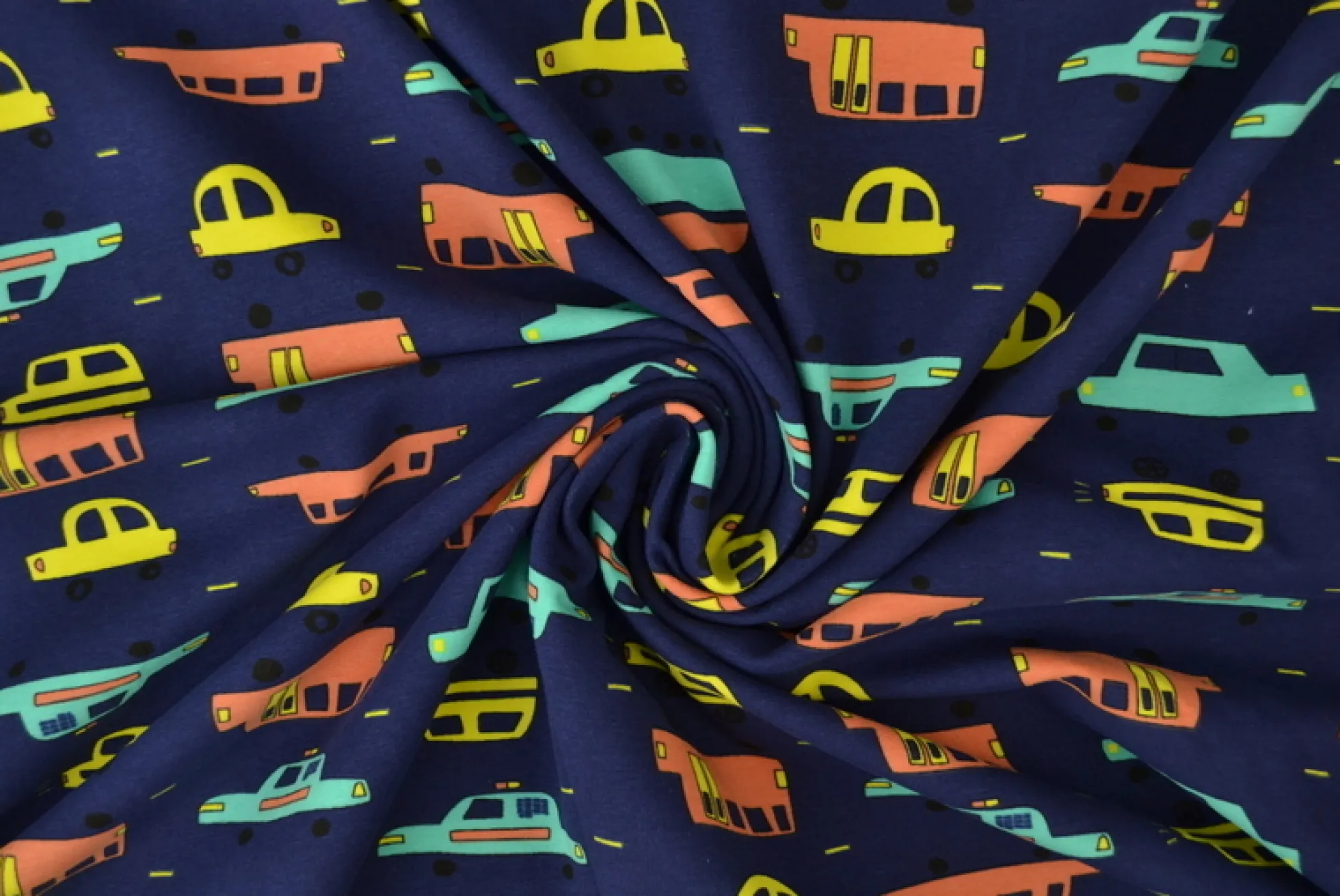 Katoen tricot – Wow – Auto’s navy