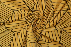 Katoen tricot – Wow – Grafisch oker geel
