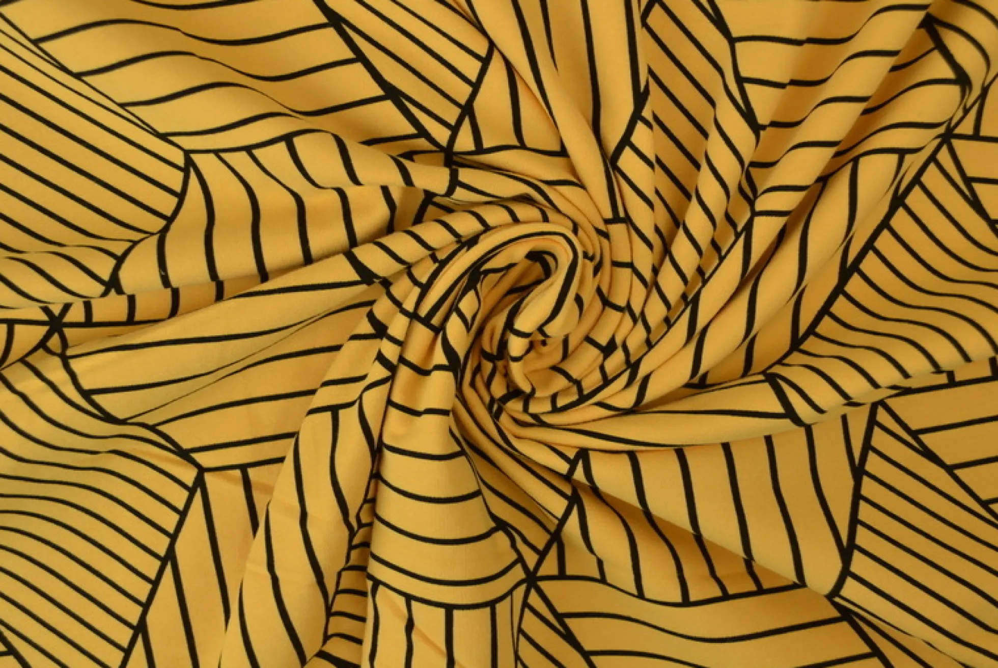Katoen tricot – Wow – Grafisch oker geel