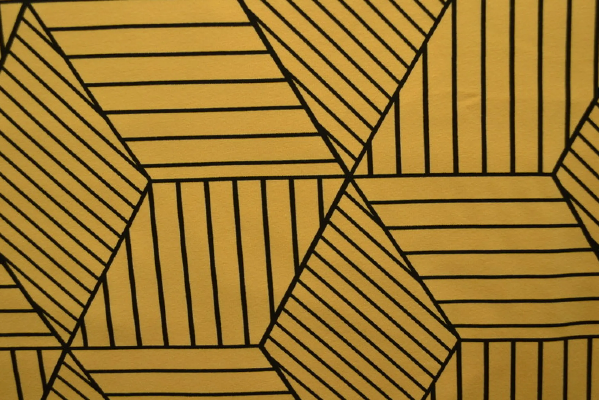 Katoen tricot – Wow – Grafisch oker geel