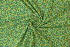 Katoen tricot – Wow – Kleine bloemetjes donkergroen