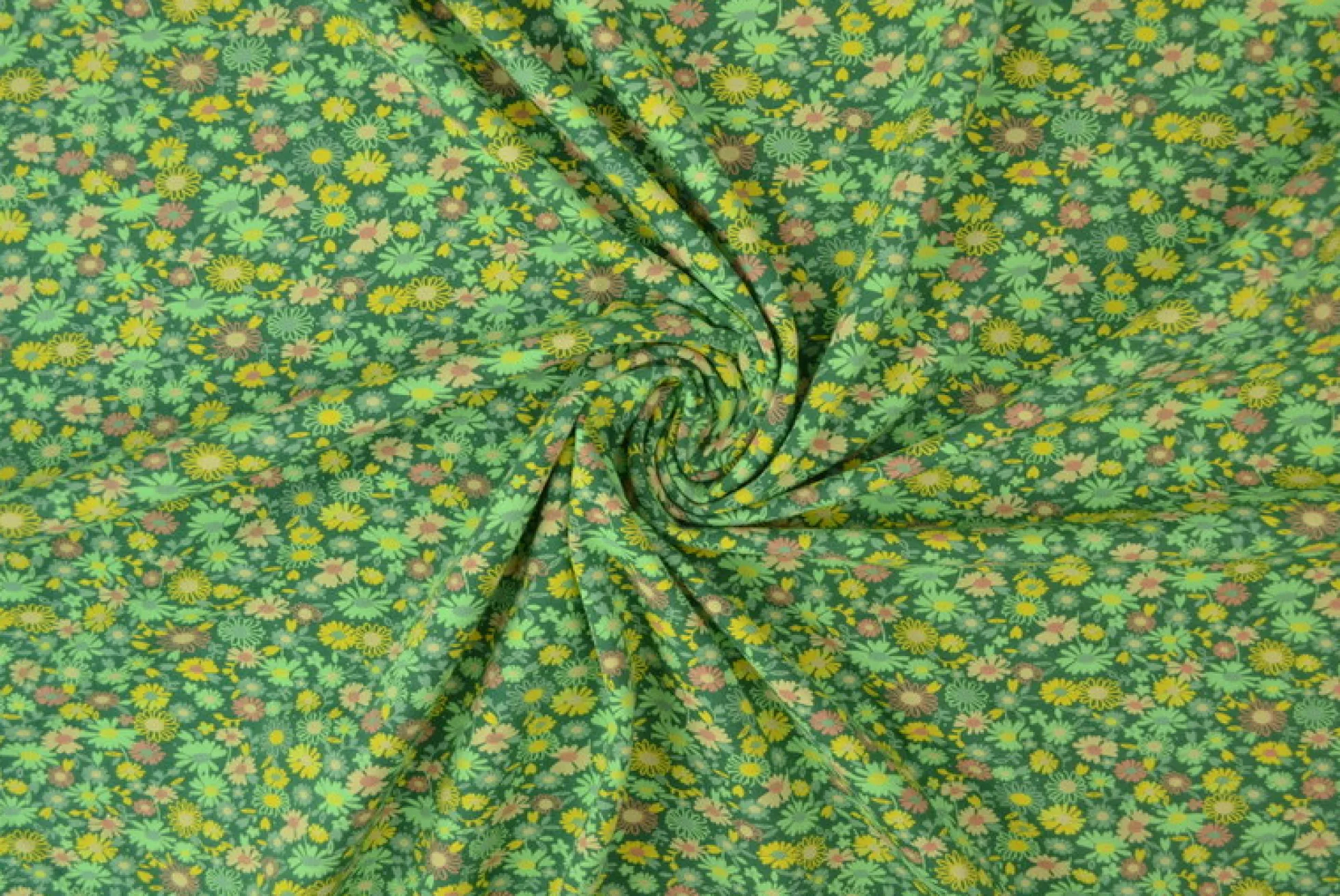 Katoen tricot – Wow – Kleine bloemetjes donkergroen