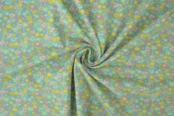 Katoen tricot – Wow – Kleine bloemetjes oudgroen