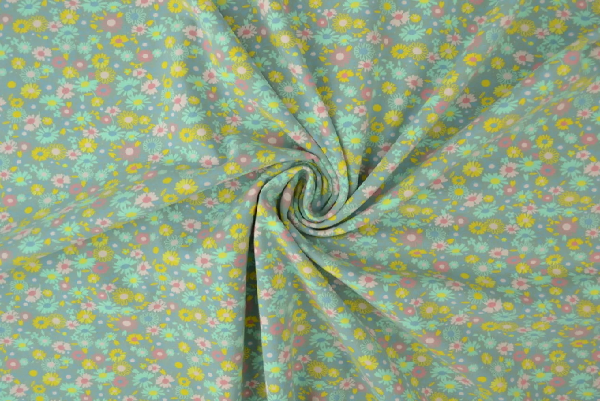 Katoen tricot – Wow – Kleine bloemetjes oudgroen
