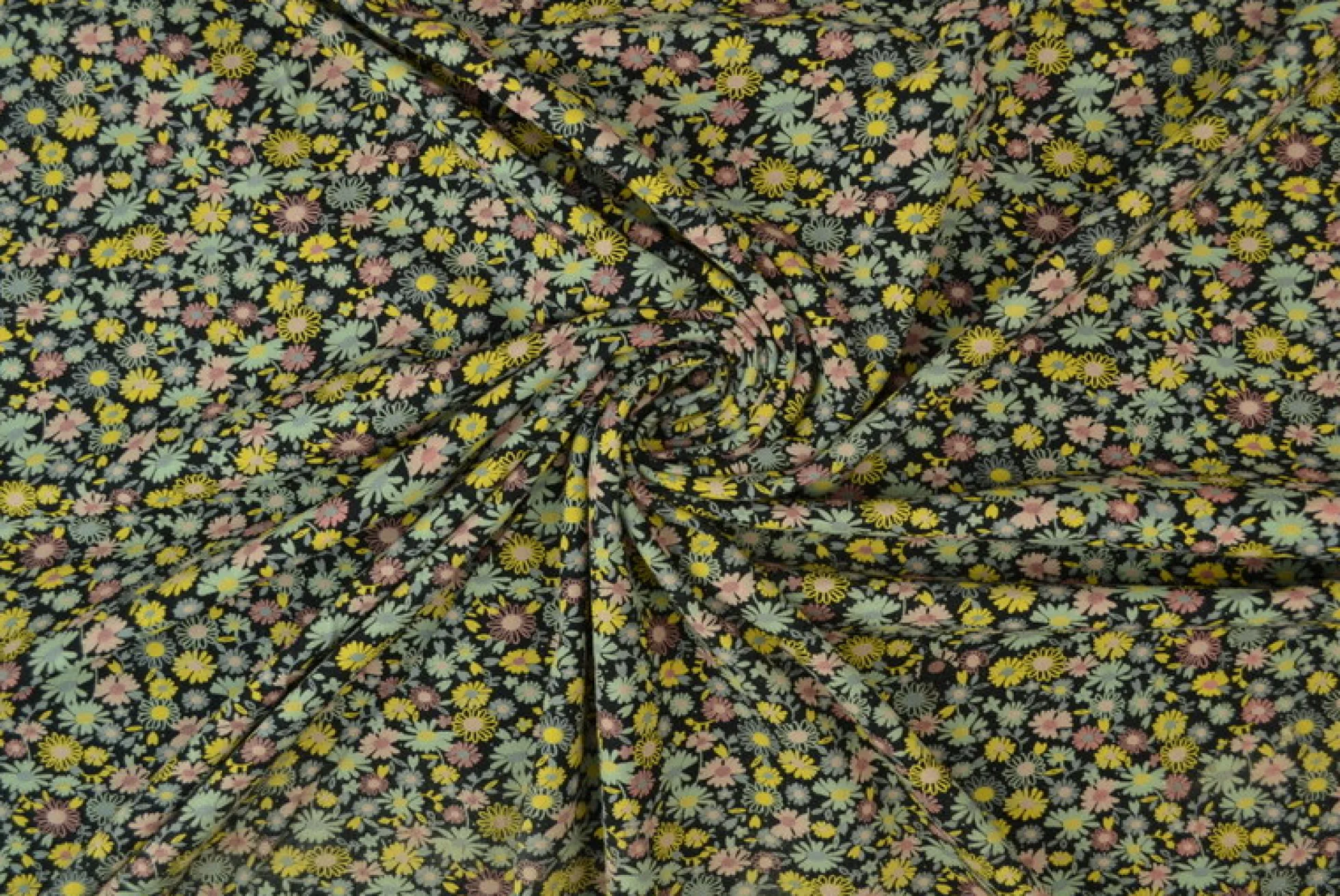 Katoen tricot – Wow – Kleine bloemetjes zwart