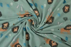 Katoen tricot – Wow – Leeuwtjes oudgroen