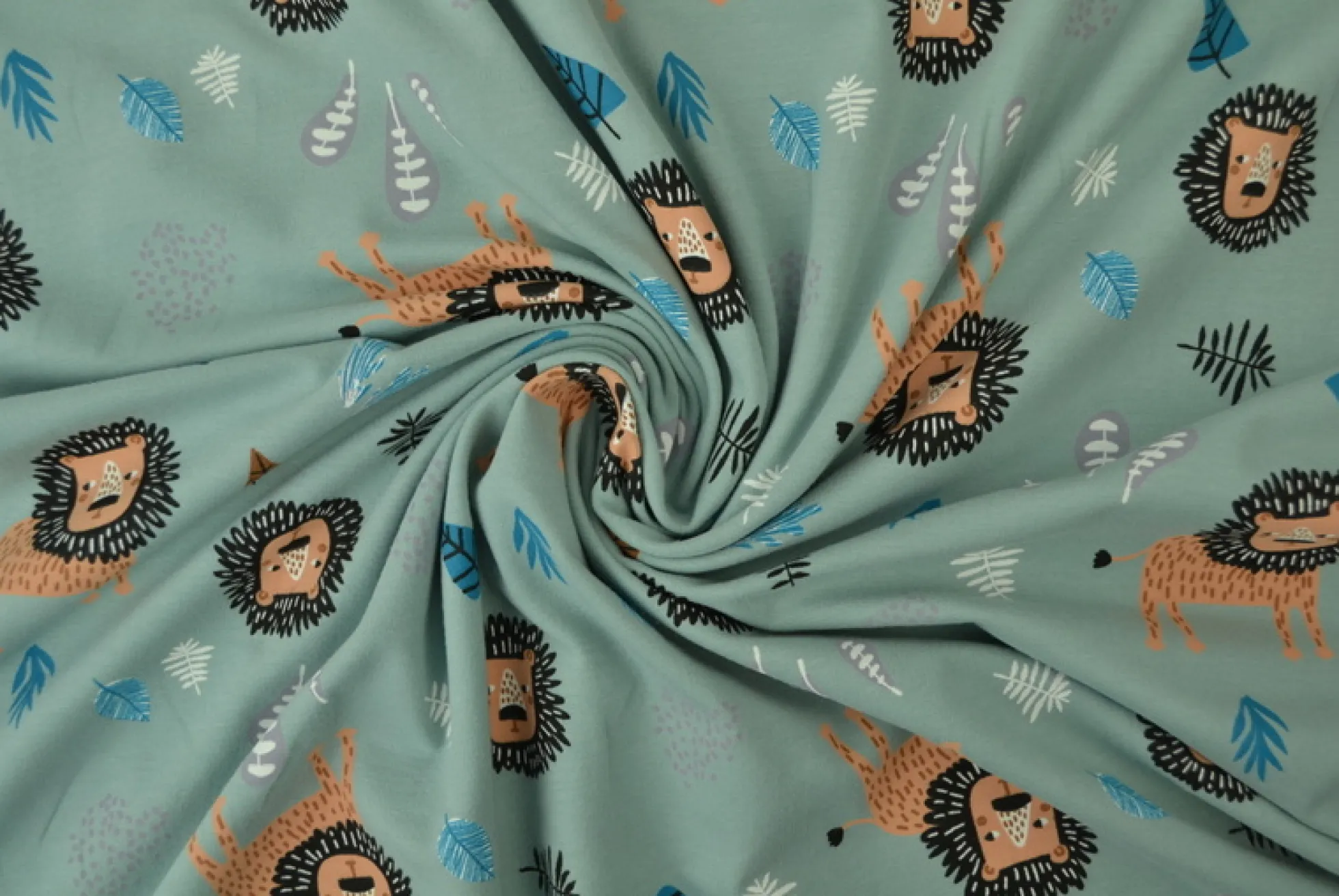 Katoen tricot – Wow – Leeuwtjes oudgroen