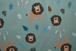 Katoen tricot – Wow – Leeuwtjes oudgroen