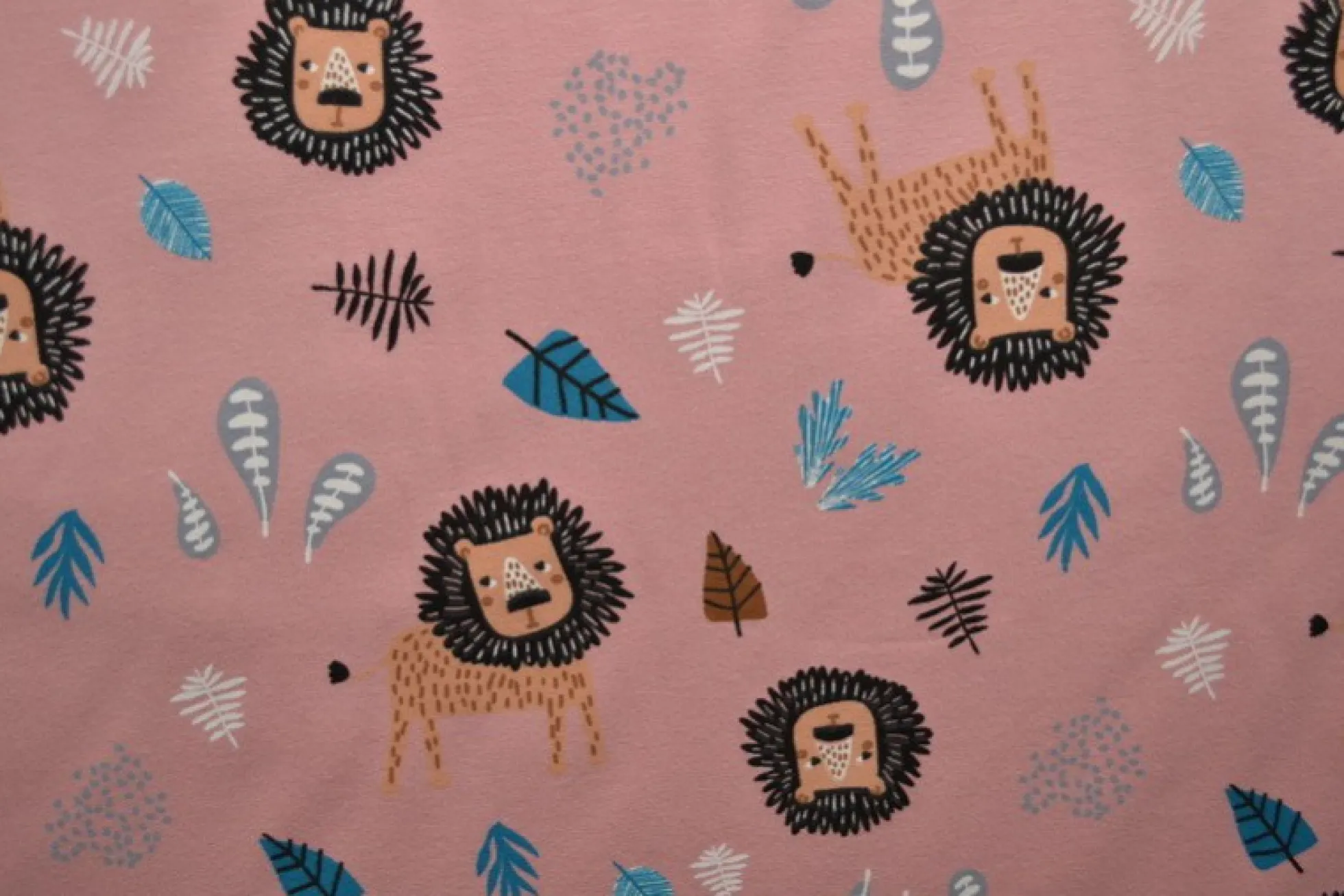 Katoen tricot – Wow – Leeuwtjes oudroze