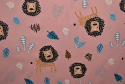 Katoen tricot – Wow – Leeuwtjes oudroze