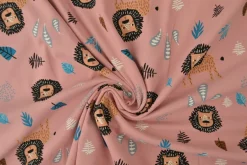 Katoen tricot – Wow – Leeuwtjes oudroze