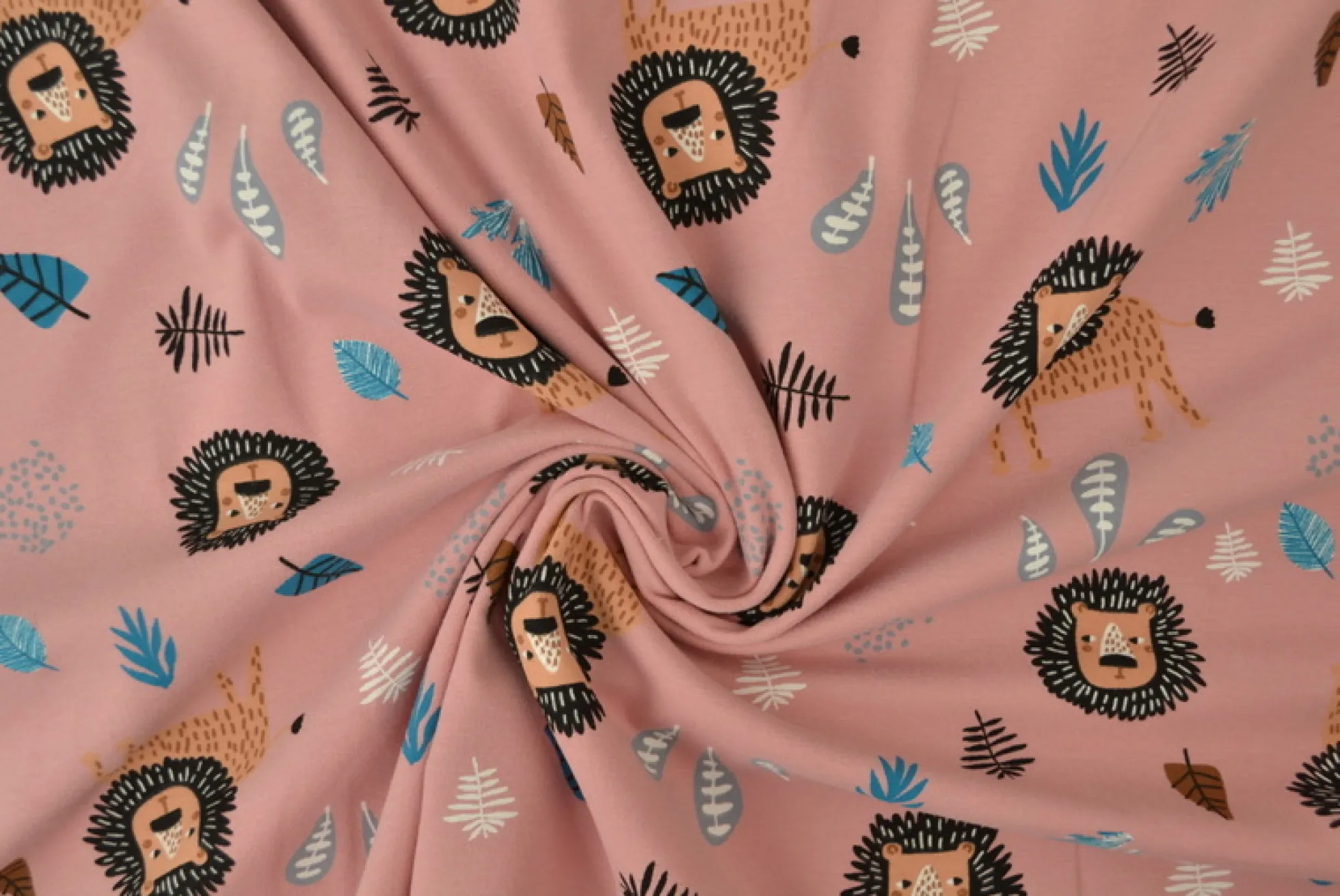 Katoen tricot – Wow – Leeuwtjes oudroze