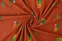 Katoen tricot – Wow – Papegaai koper