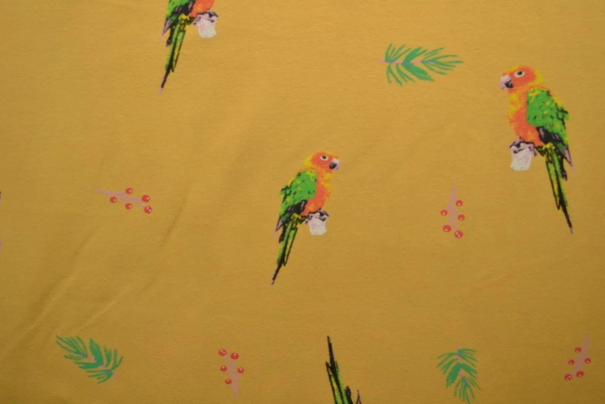 Katoen tricot – Wow – Papegaai okergeel