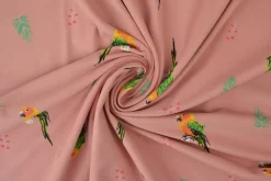 Katoen tricot – Wow – Papegaai oudroze