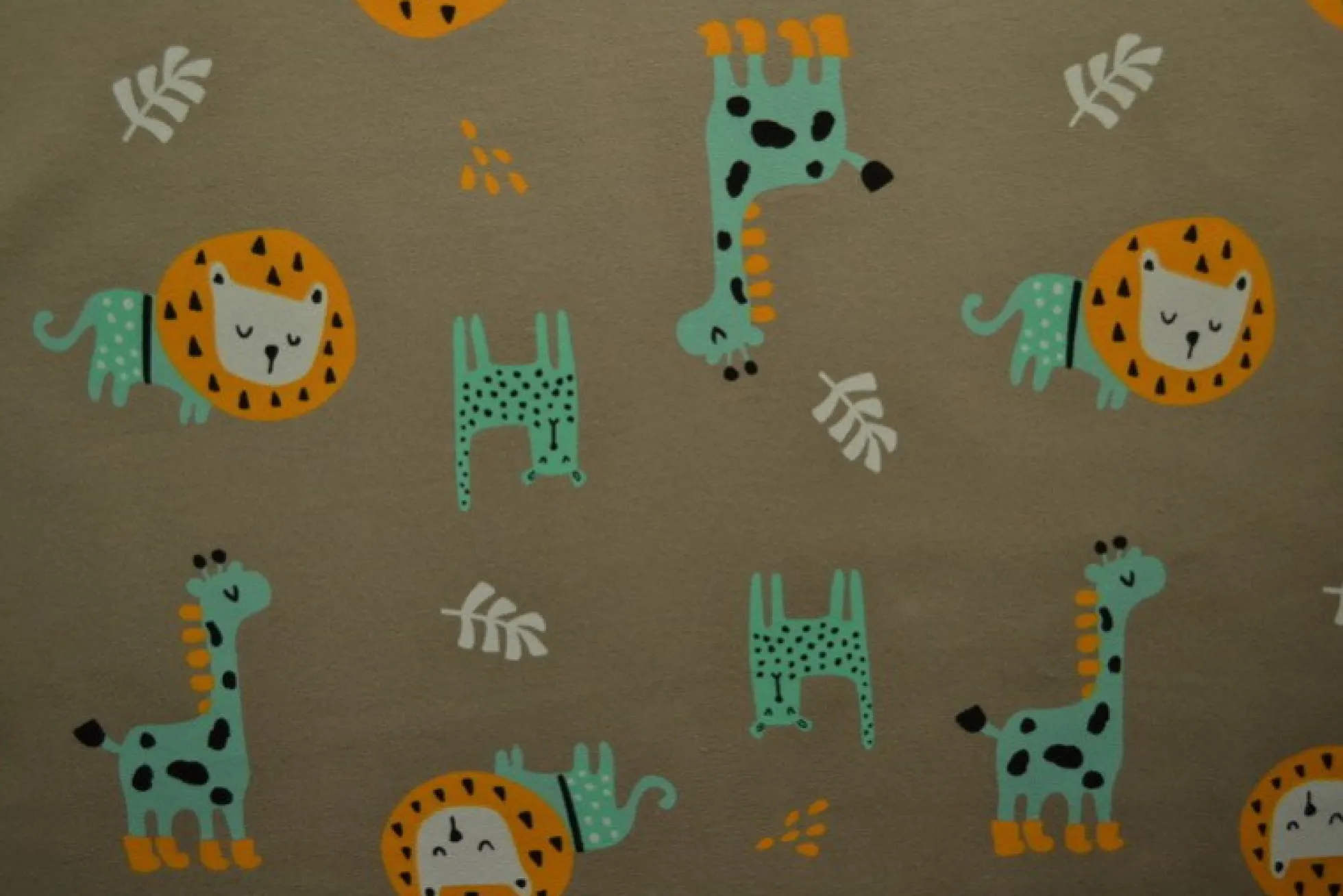 Katoen tricot – Wow – Wilde dieren taupe