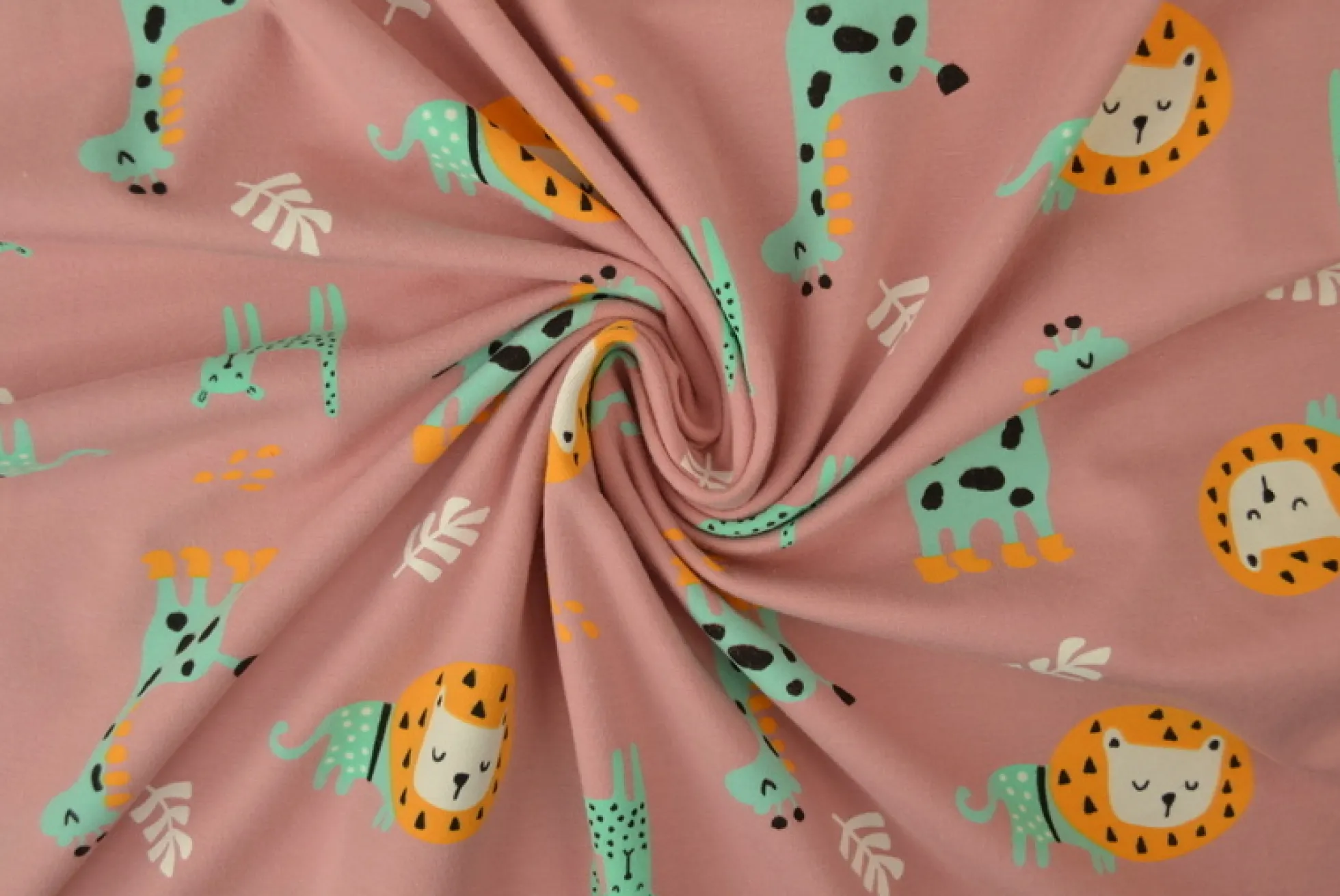 Katoen tricot – Wow – Wilde dieren oudroze