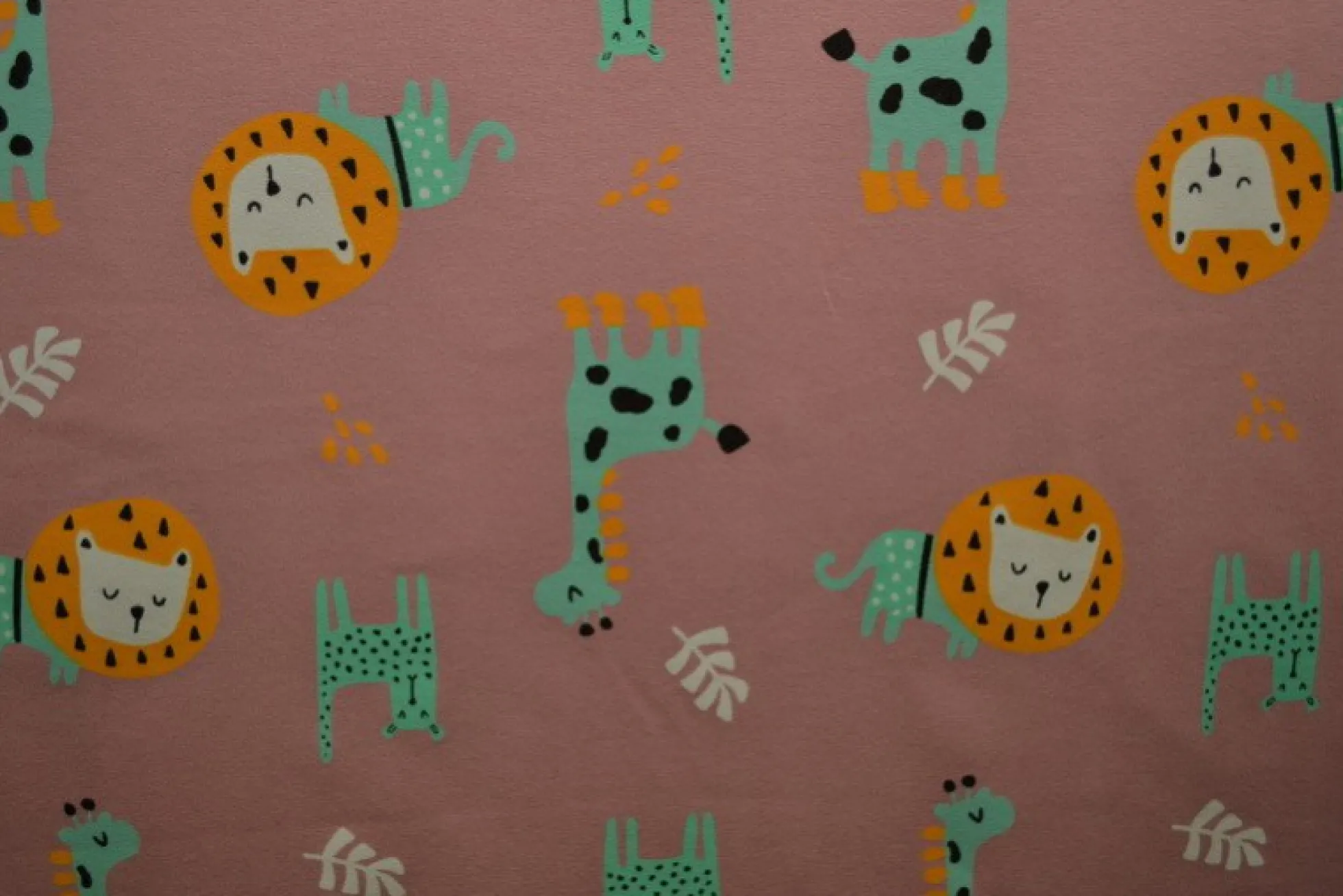 Katoen tricot – Wow – Wilde dieren oudroze