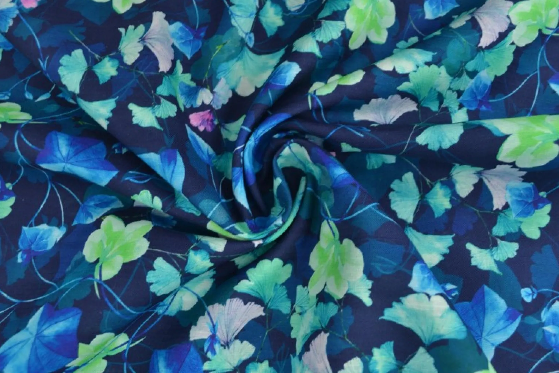 Linnen – Elegant flowers blue