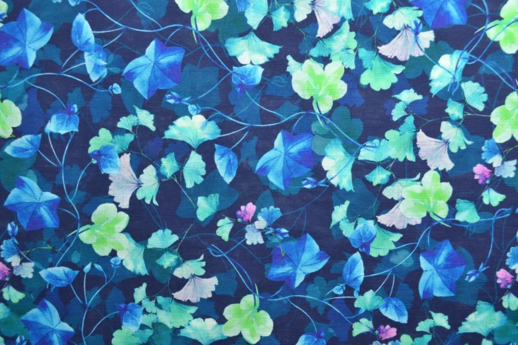 Linnen – Elegant flowers blue