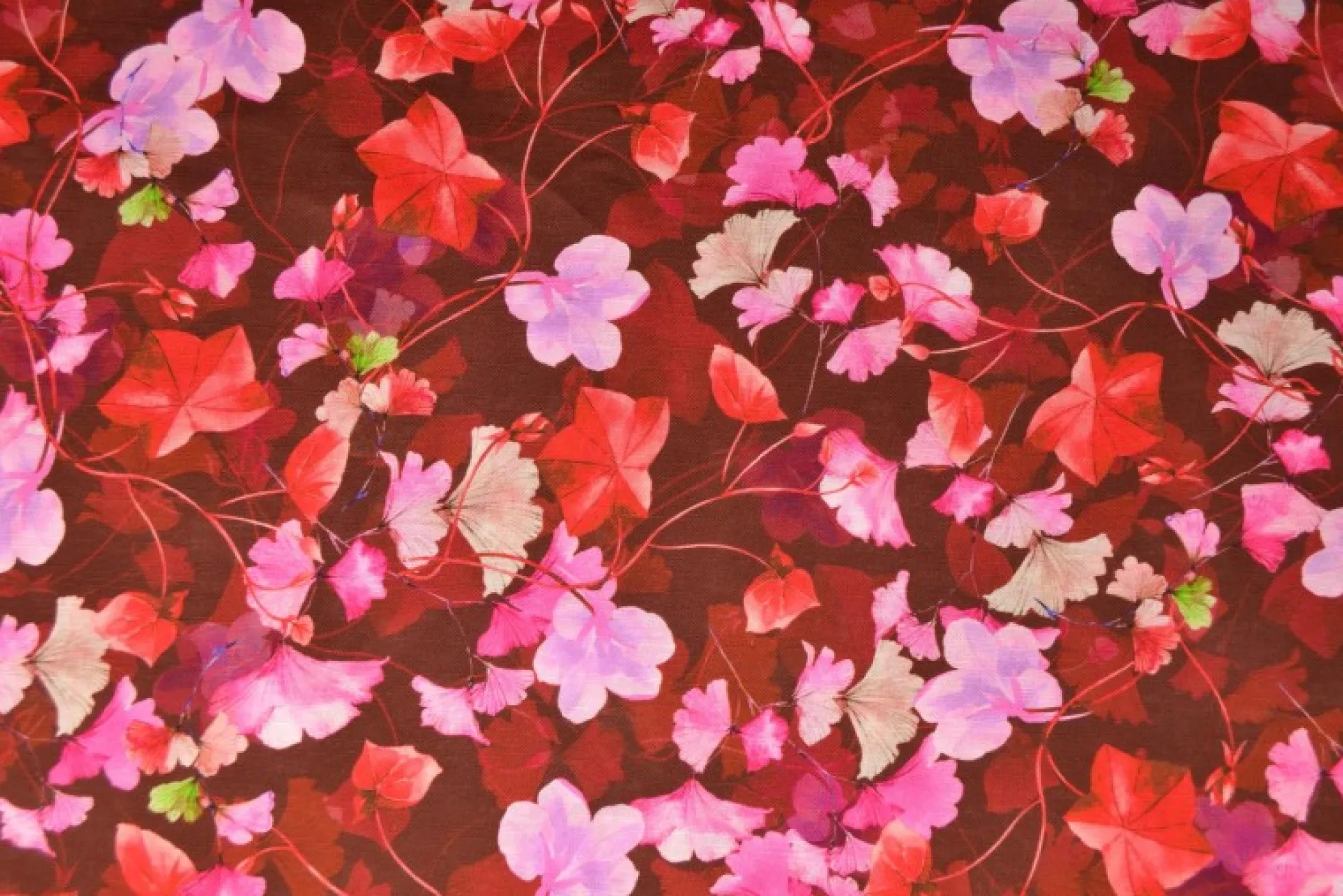 Linnen – Elegant flowers red