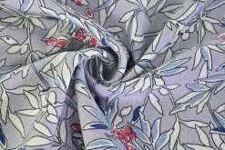 Linnen 100% – Floral leaves soft lila