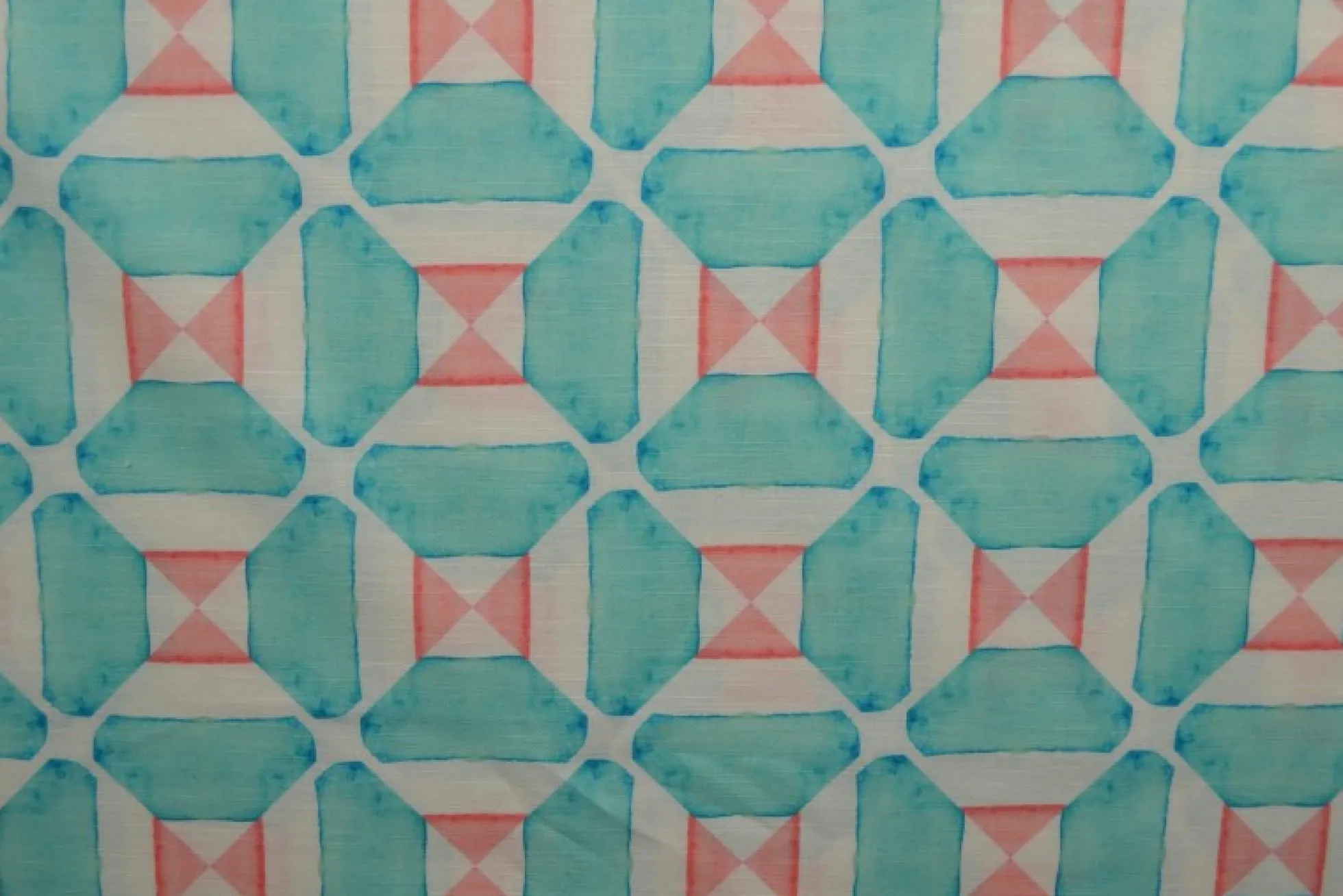 Linnen – Geo mosaic aqua