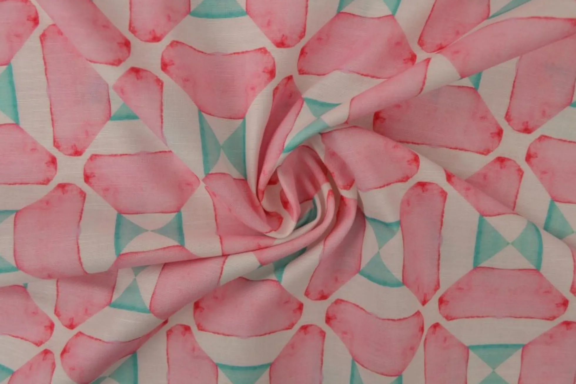 Linnen – Geo mosaic pink