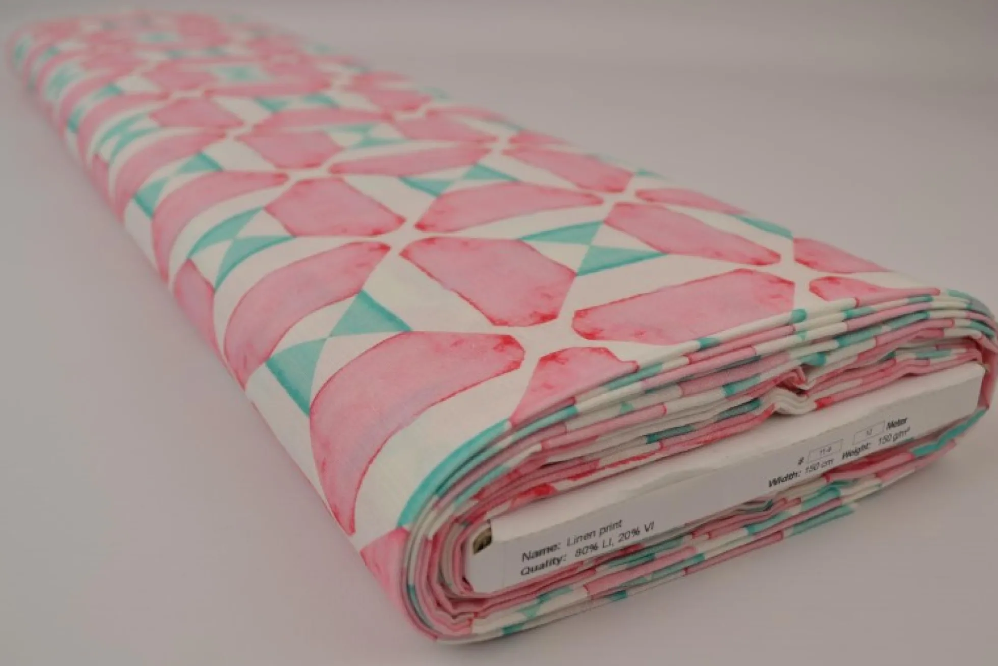 Linnen – Geo mosaic pink