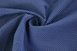 Linnen / katoen – Denim blue mini dot