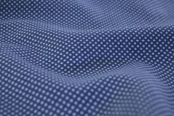 Linnen / katoen – Denim blue mini dot