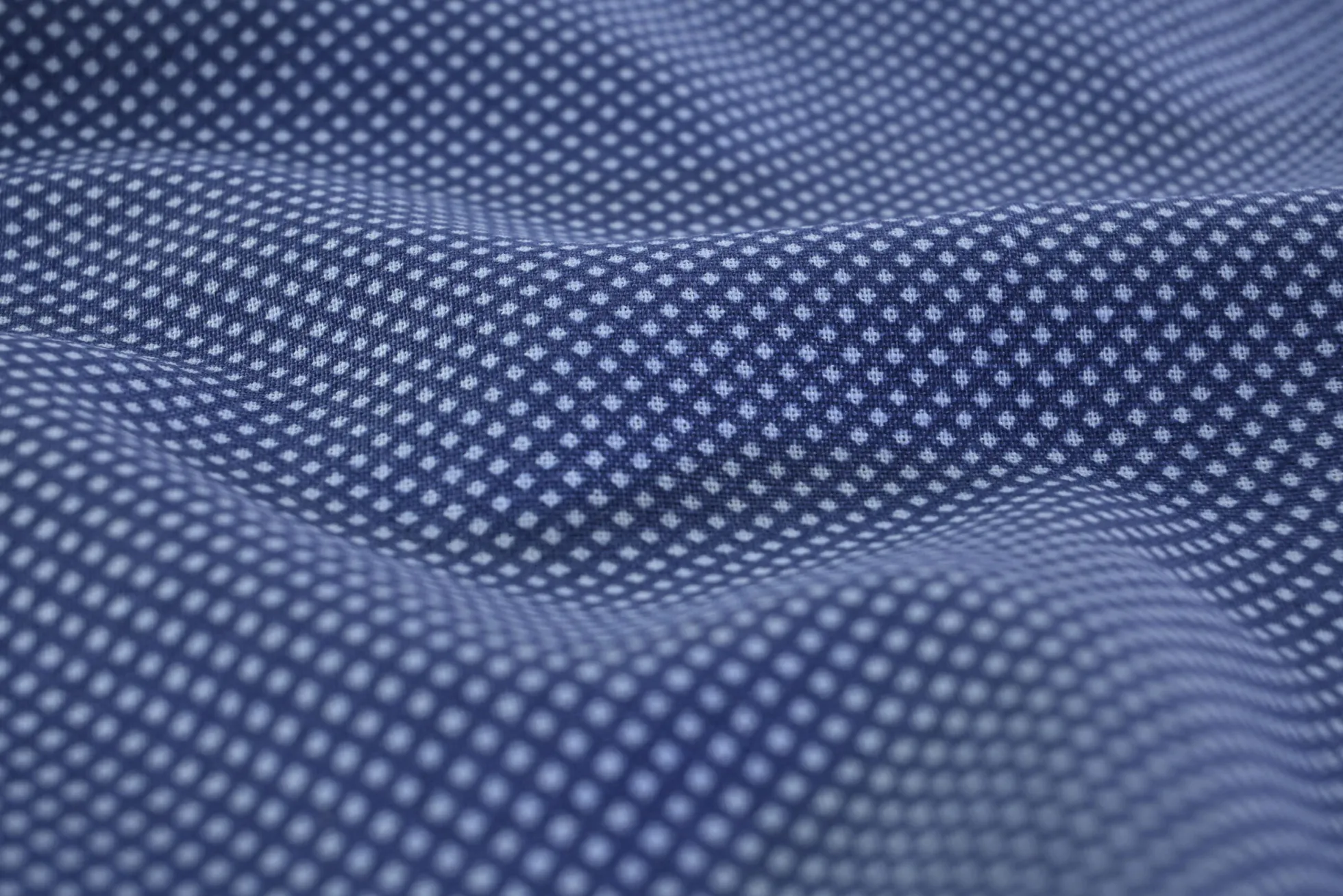 Linnen / katoen – Denim blue mini dot