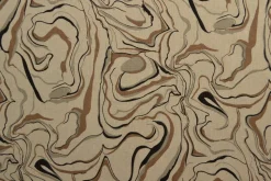 Linnen polyester – Marble swirl taupe & zwart