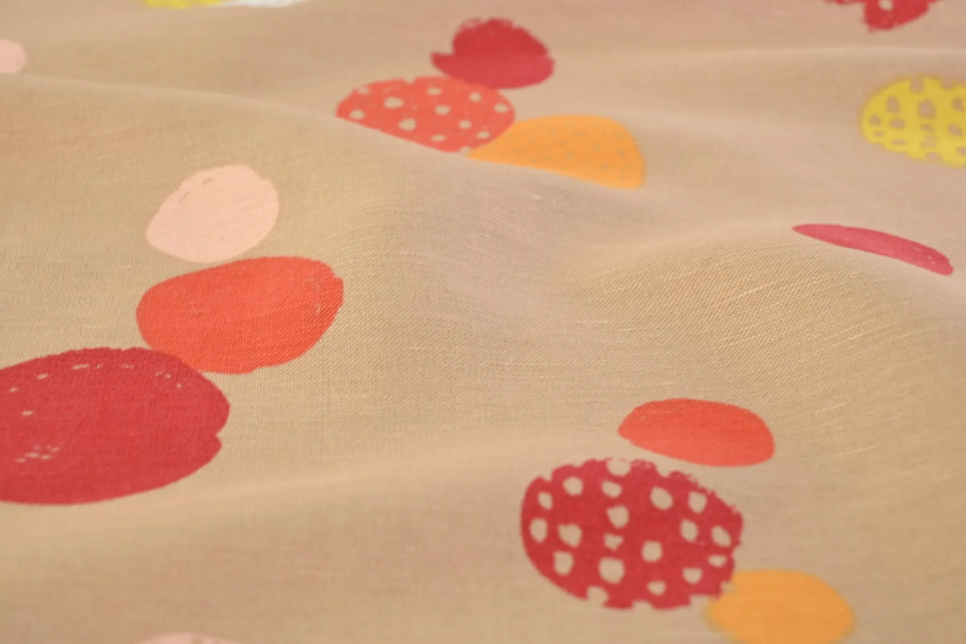 Linnen / viscose – Beige dots