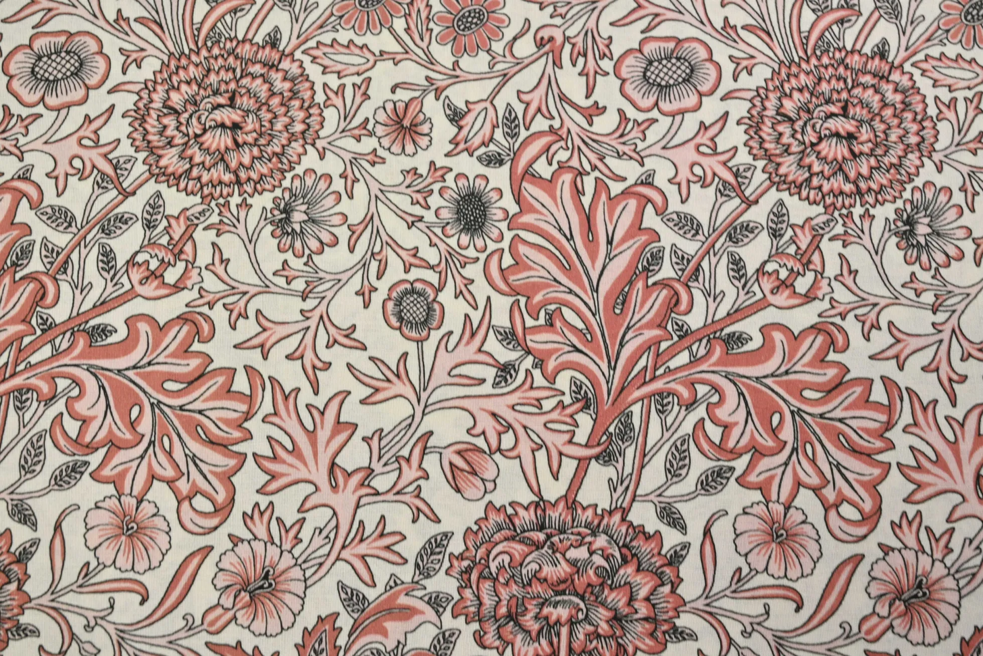 Linnen / viscose – Vintage botanics coral
