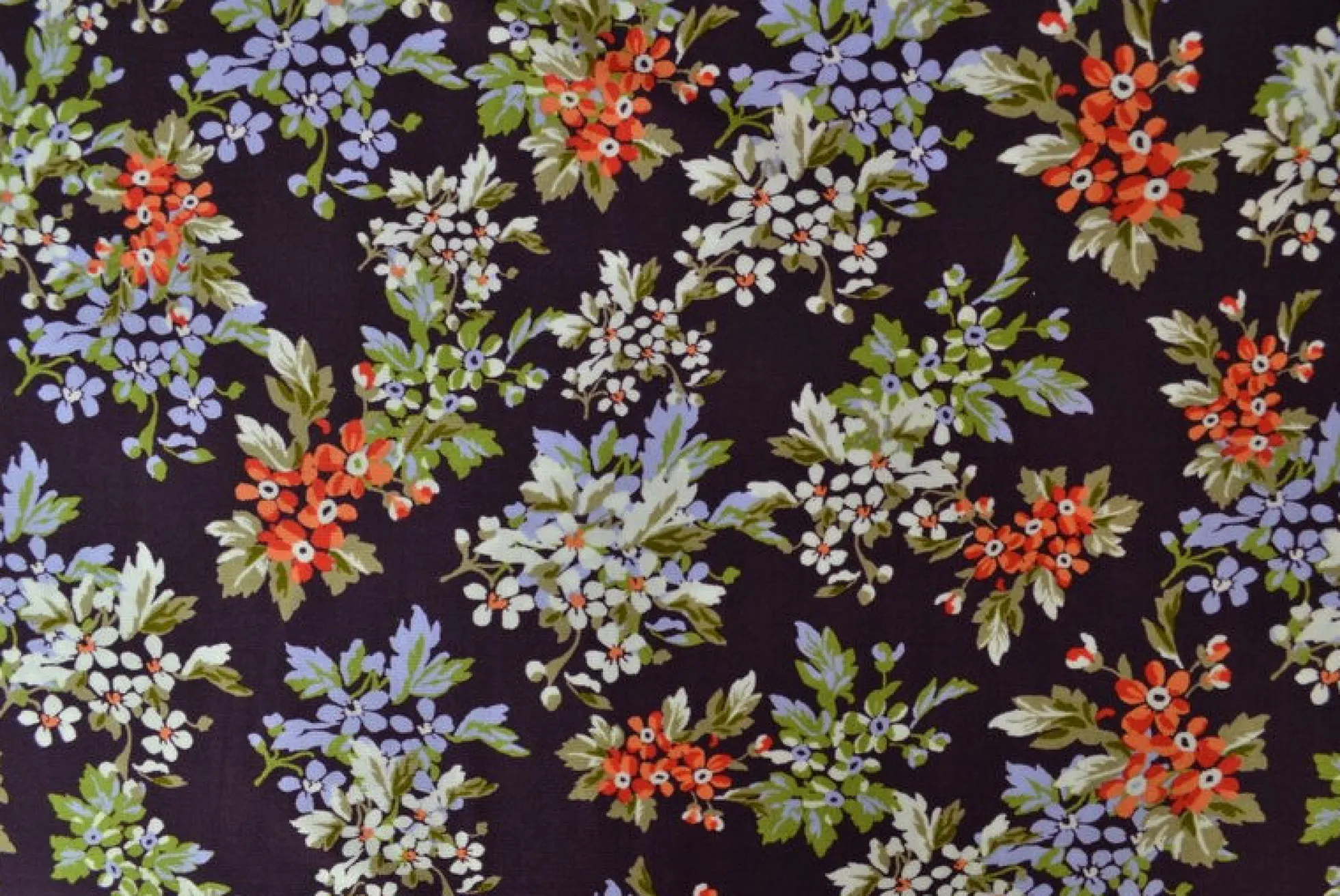 Lycra – Colorful flowers on dark aubergine