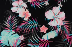 Lycra – Exotic flower on black