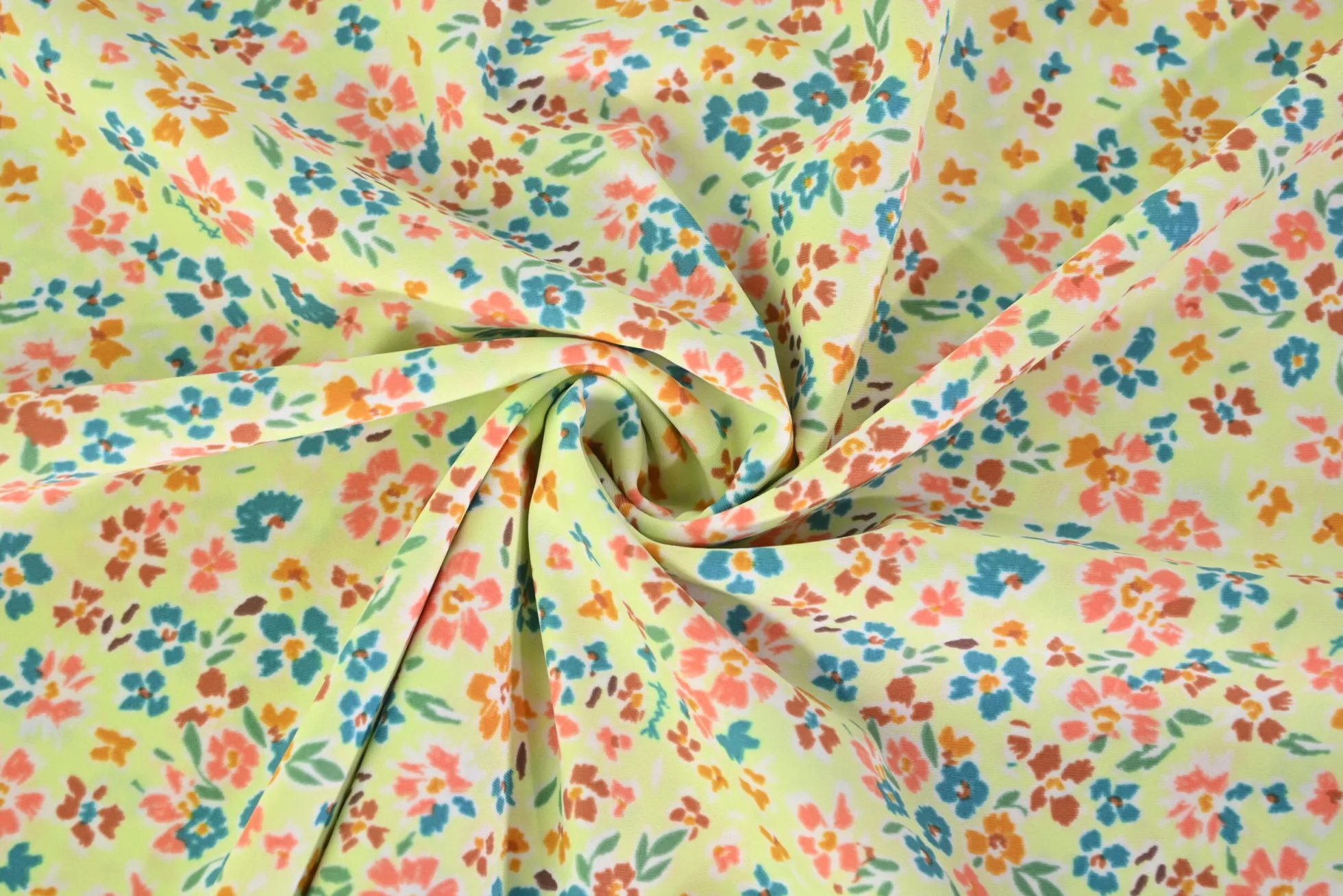 Lycra – Flowers on bright yellow
