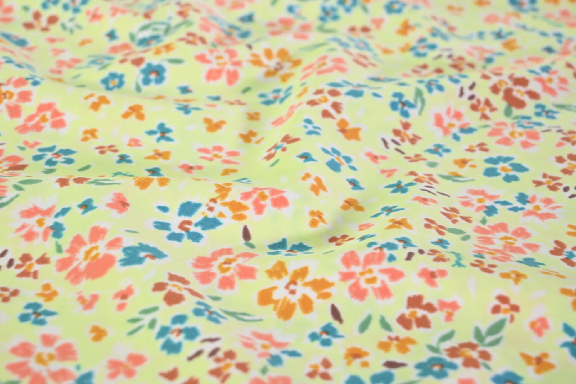 Lycra – Flowers on bright yellow