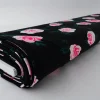 Lycra – Pink roses on black